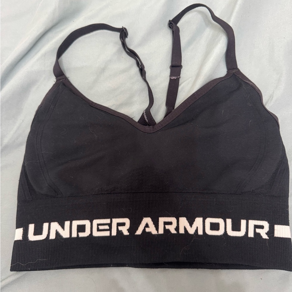 Under Armour Black Sports Bra with White Logo